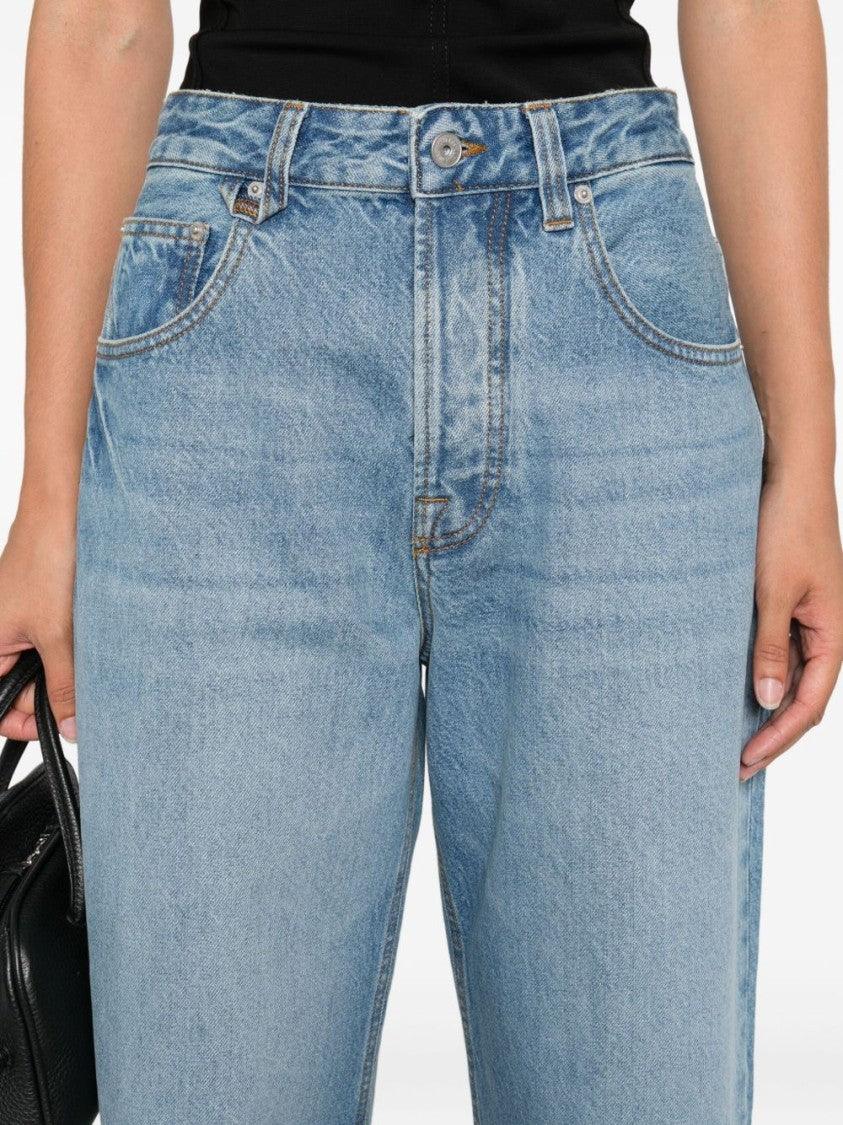 Jacquemus Wide-Leg Light Blue Jeans With High Waist