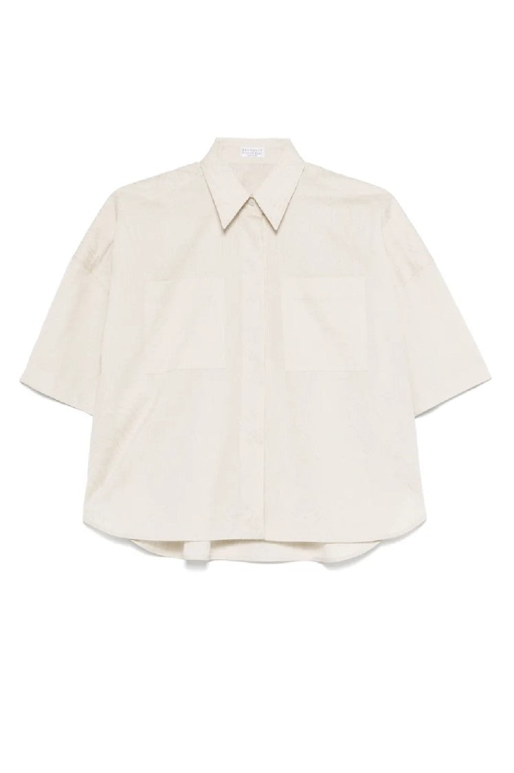 Brunello Cucinelli Short-Sleeved Relaxed Fit Shirt With Textured Fabric