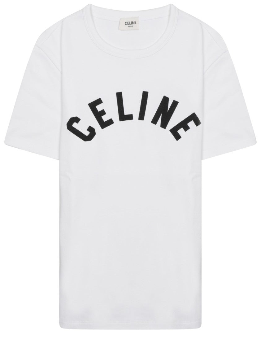 Celine Relaxed Fit Bold Logo Cotton T-Shirt