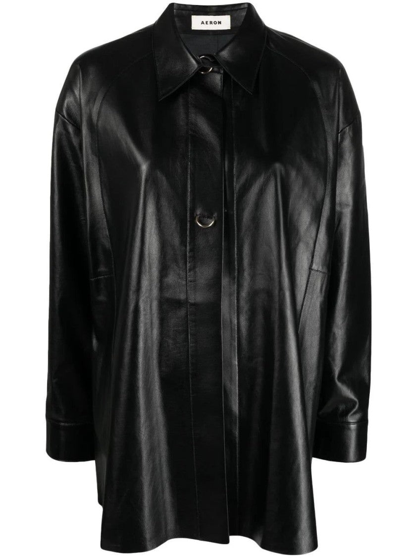 Aeron Ring-Fastened Long Sleeve Shirt In Sheep Leather