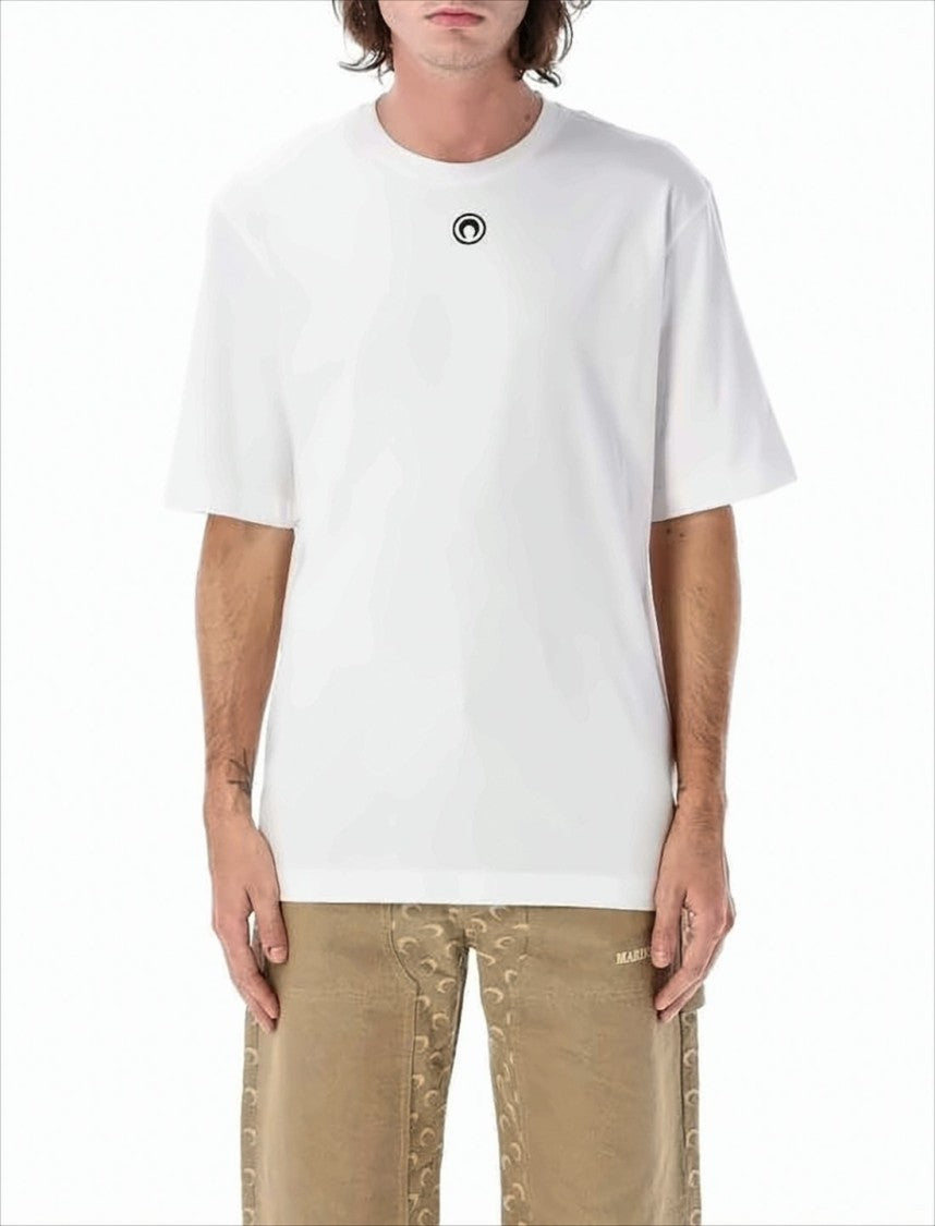 Marine Serre Plain White Short-Sleeved T-Shirt With Minimalist Logo