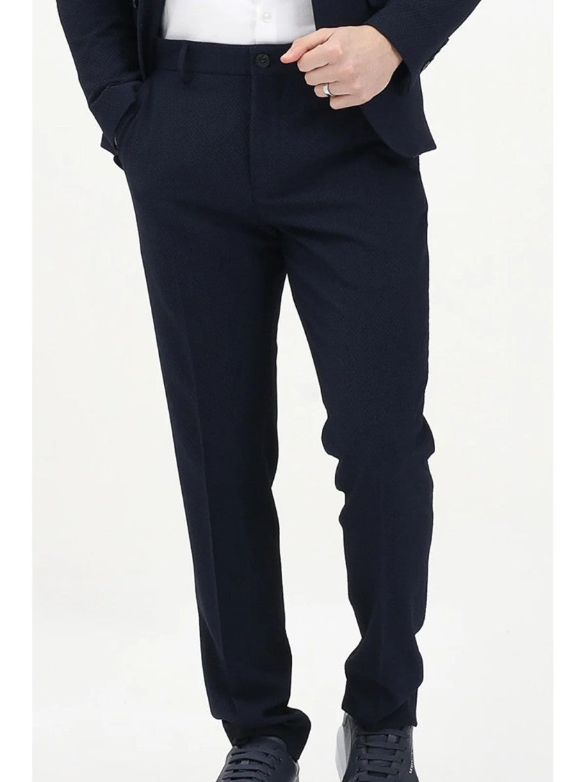 Selected Tailored Multicolor Trousers With Straight Leg And Textured Finish