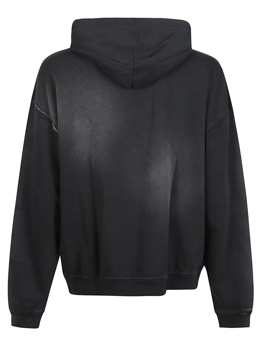 Diesel S-Pock Black Distressed Cropped Hoodie