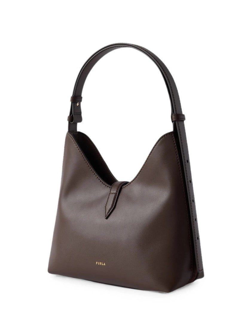 Furla Brown Hobo Bag With Suede Panel And Gold-Tone Closure