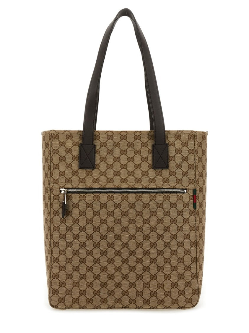 Gucci Medium Monogram Fabric Shopping Bag With Structured Silhouette