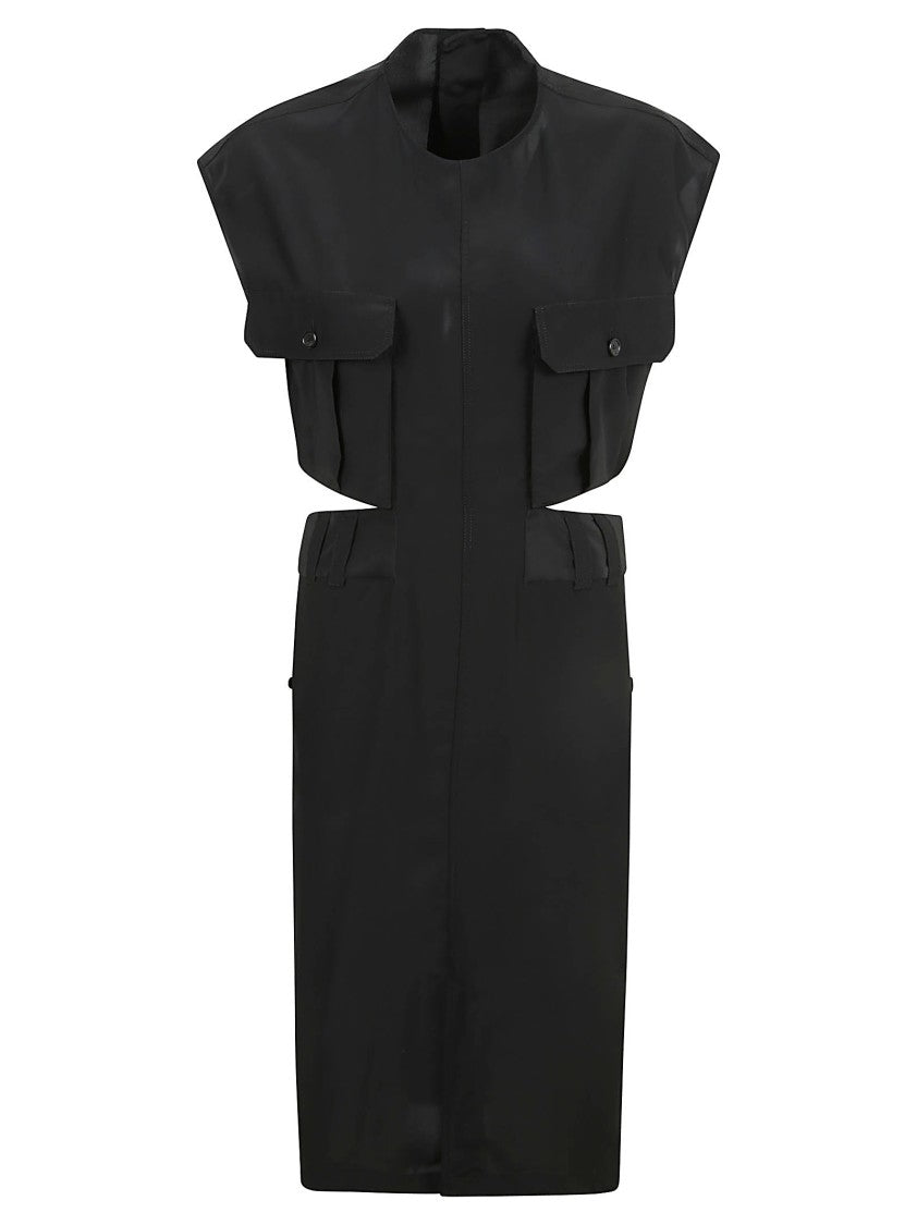 Saint Laurent Structured Black Dress With High Neckline