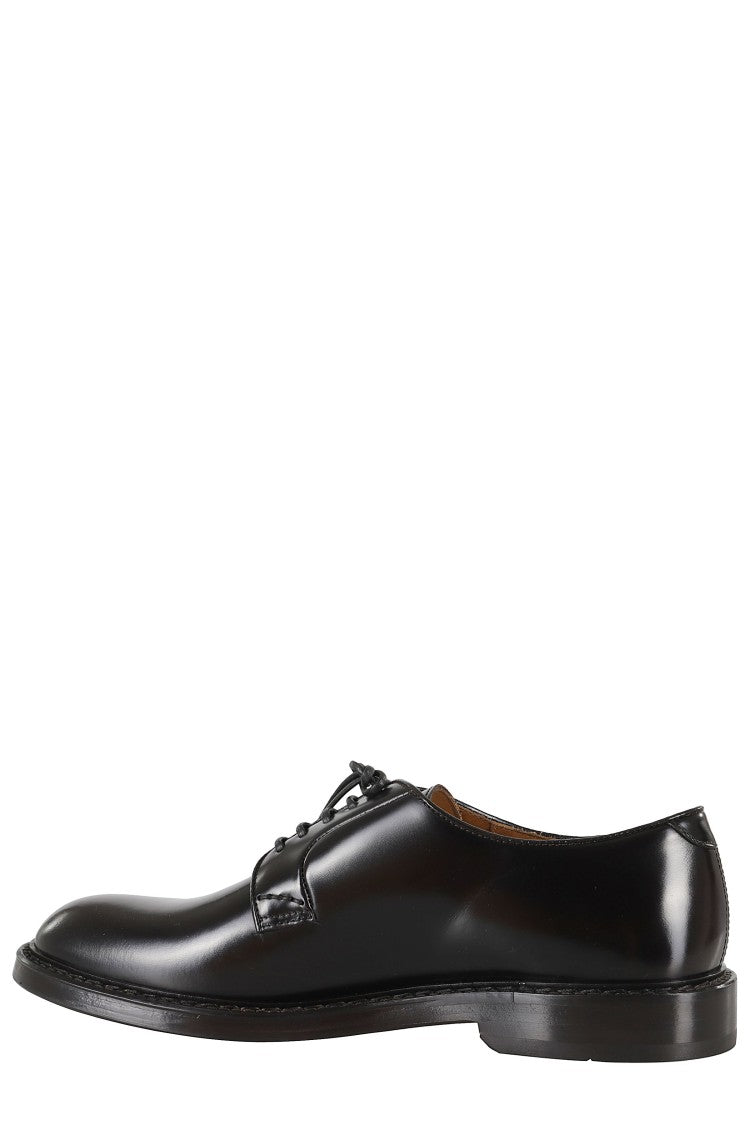 Doucal's Ebony Almond-Toe Leather Derby Loafers