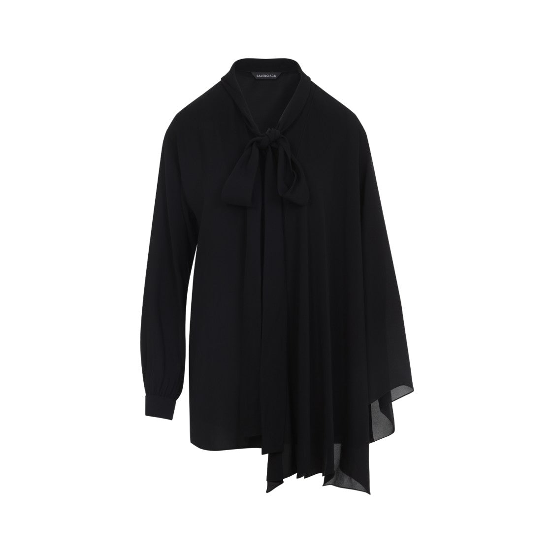 Balenciaga Black Silk Scarf Blouse