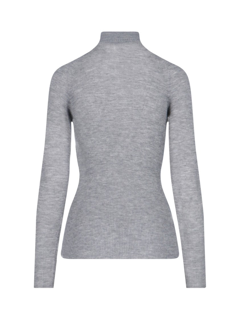 Sa Su Phi Ribbed Cashmere And Silk Knit Sweater With High Neckline