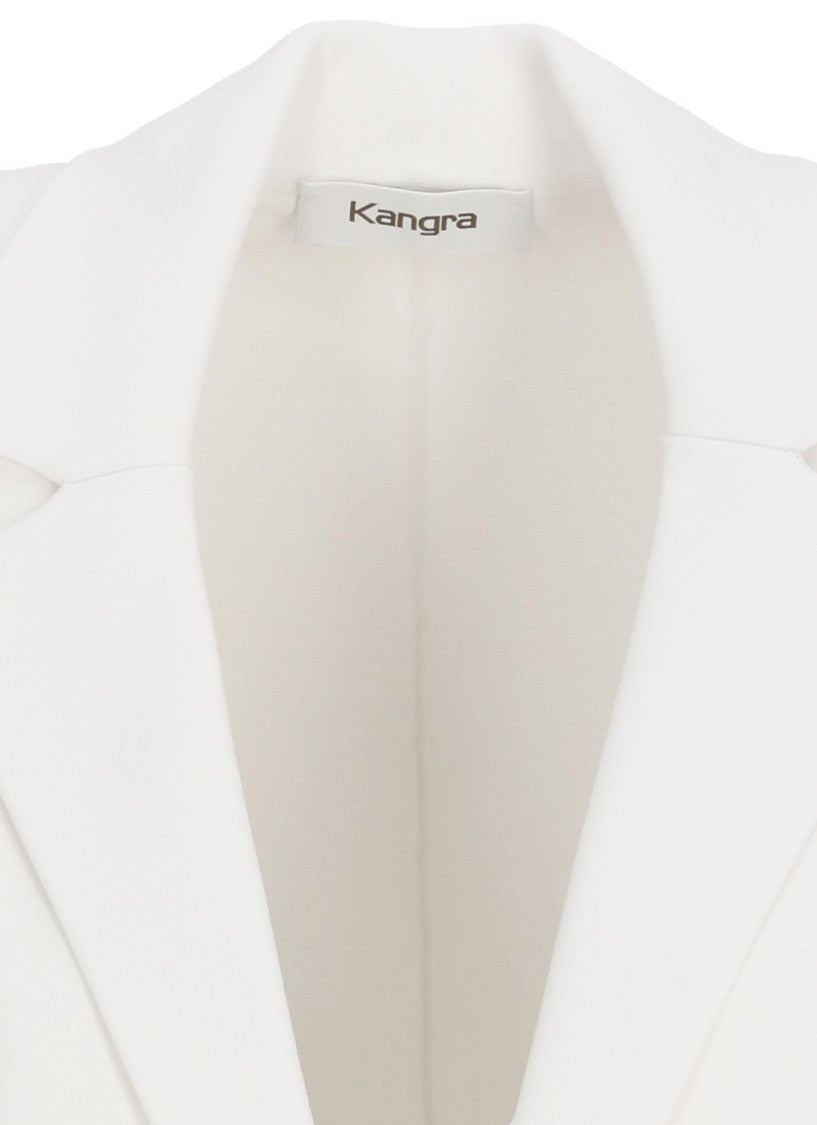 Kangra White Viscose Single Breasted Blazer