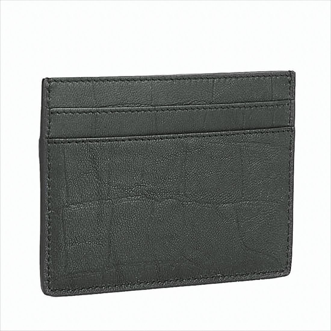 Saint Laurent Textured Sheepskin Card Wallet With Crocodile Pattern