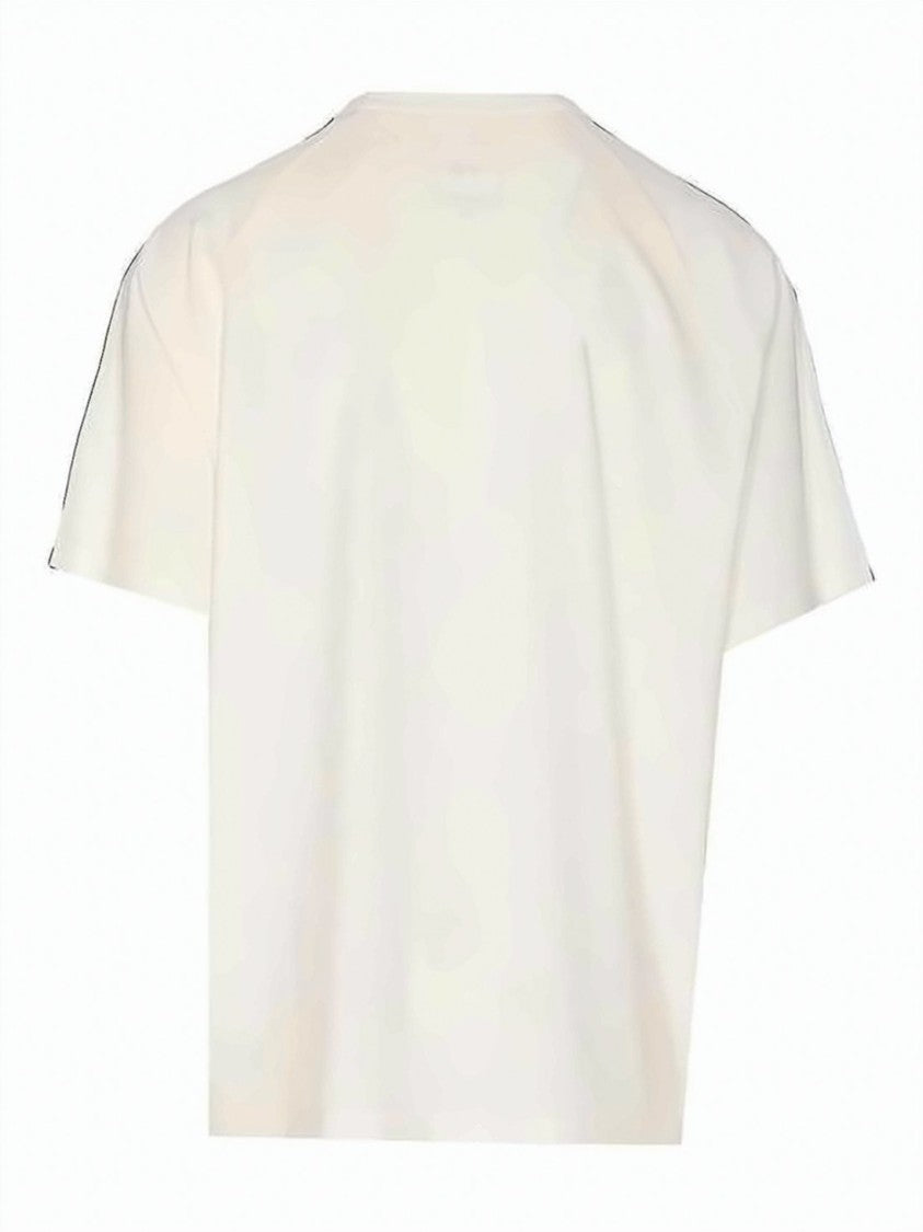 Y-3 Contemporary White Short-Sleeve T-Shirt With Distinctive Striped Accents