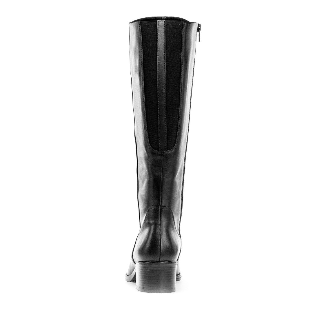 Gabor Black Mid-Height Rounded Toe Leather Boots