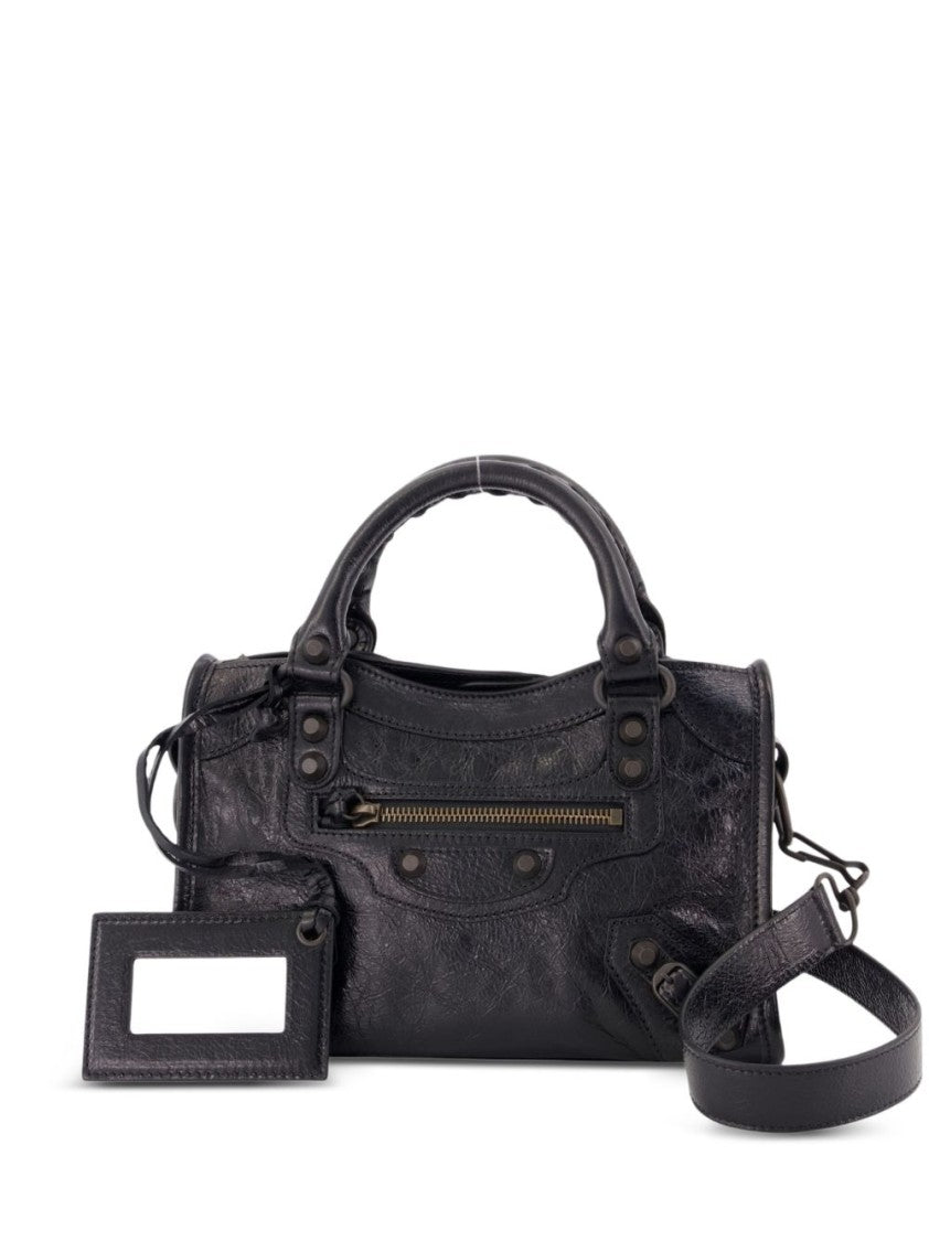Balenciaga Black Textured Braided Leather Shoulder Bag