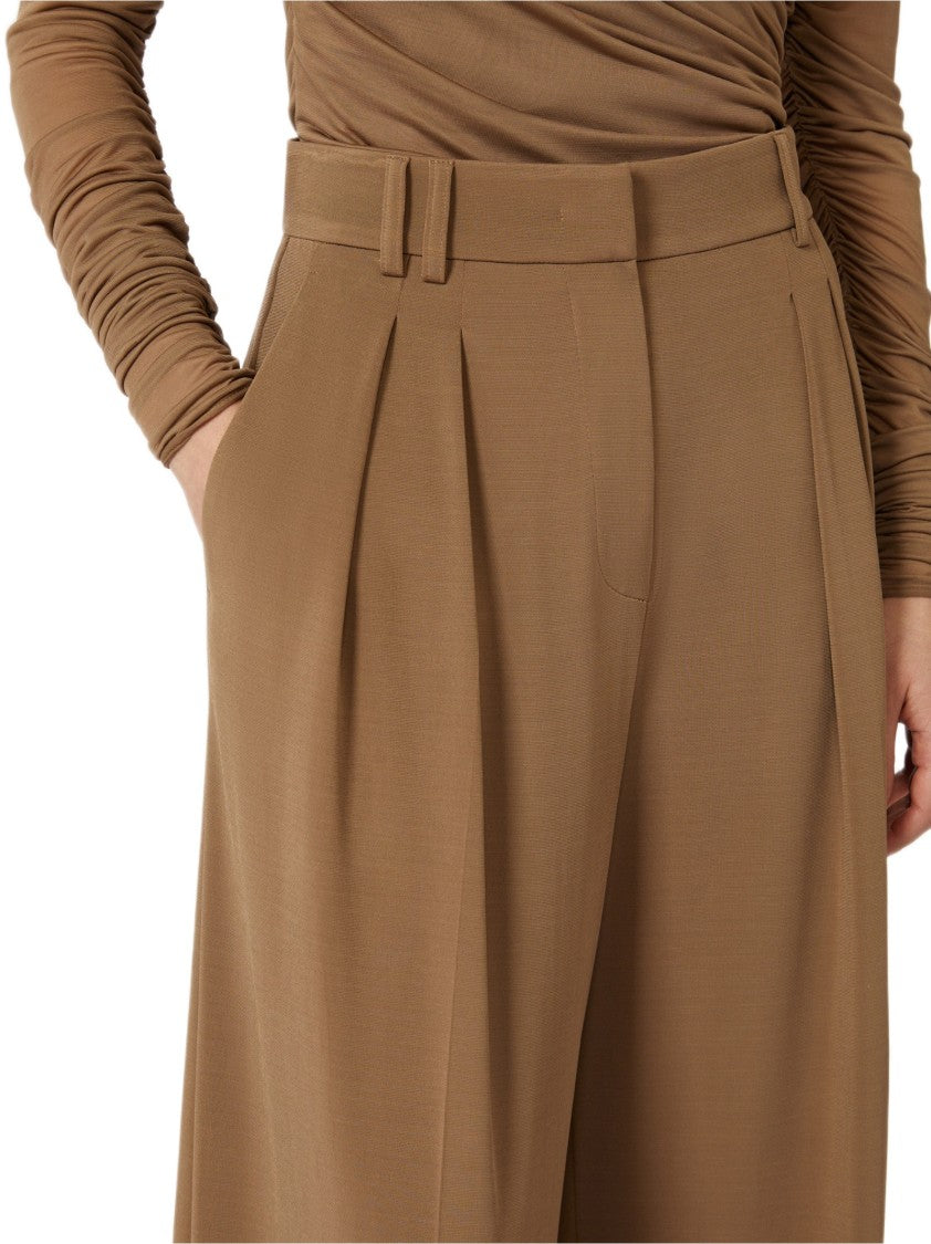 Max Mara Fluid Jersey Wide-Leg Trousers With Waist Detail
