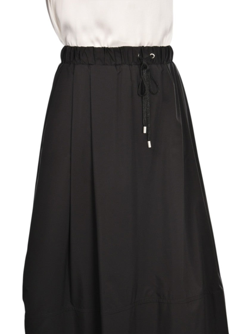 Gran Sasso Voluminous Black Midi Skirt With Gathered Waistband