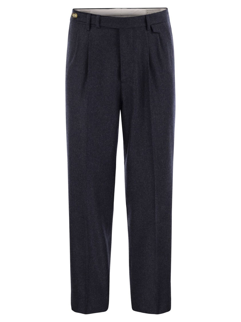 Brunello Cucinelli Leisure Fit Trousers In Virgin Wool Flannel