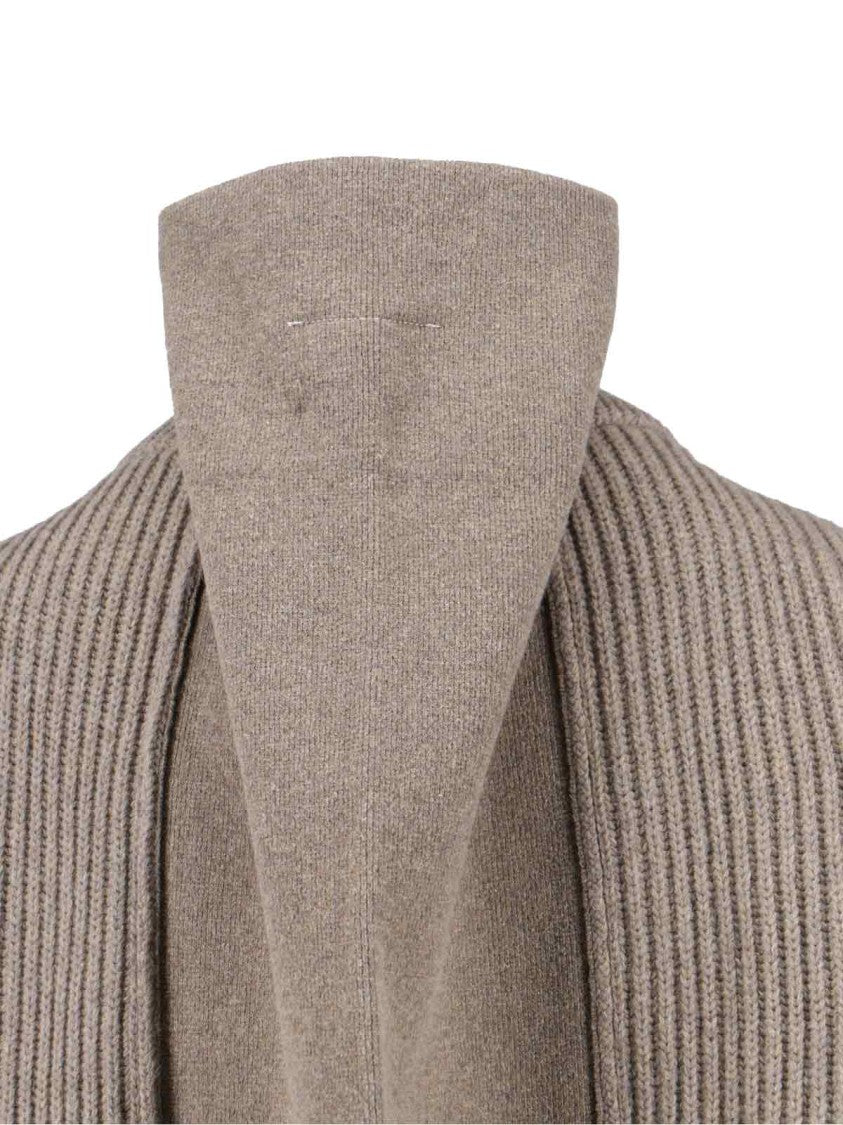 Mm6 By Maison Margiela Zip Virgin Wool Sweater – Grey