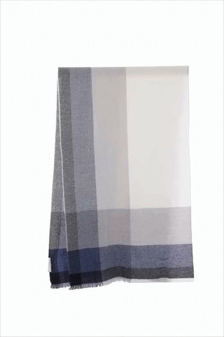 Brunello Cucinelli Checkered Wool-Cashmere Scarf With Fringed Edges