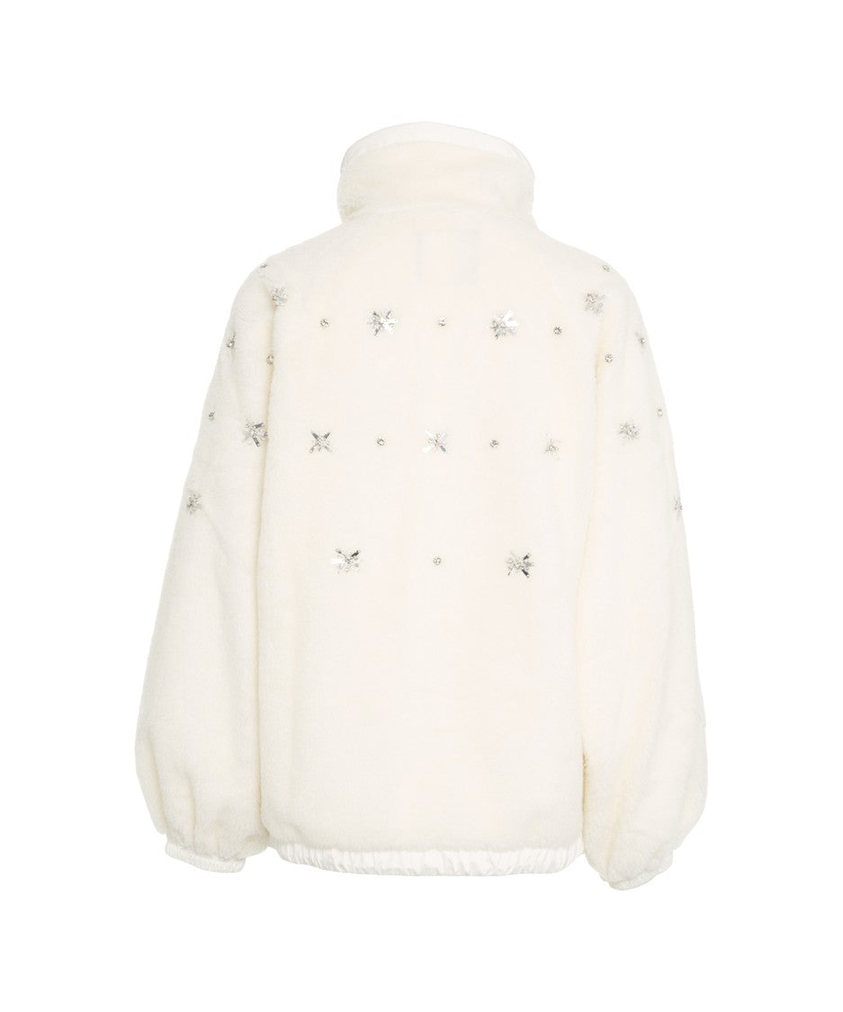 Pinko Faux Fur Jacket With Rhinestones