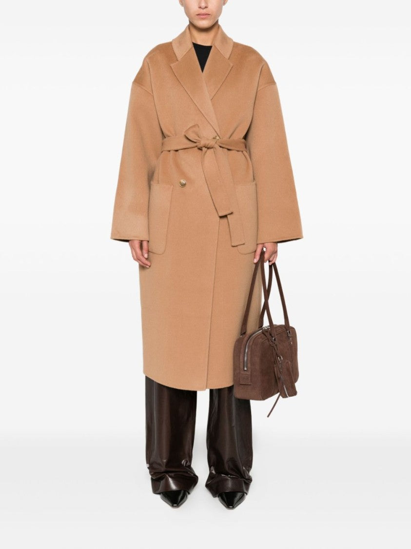 Semi Couture Belted Camel Wool Long Coat