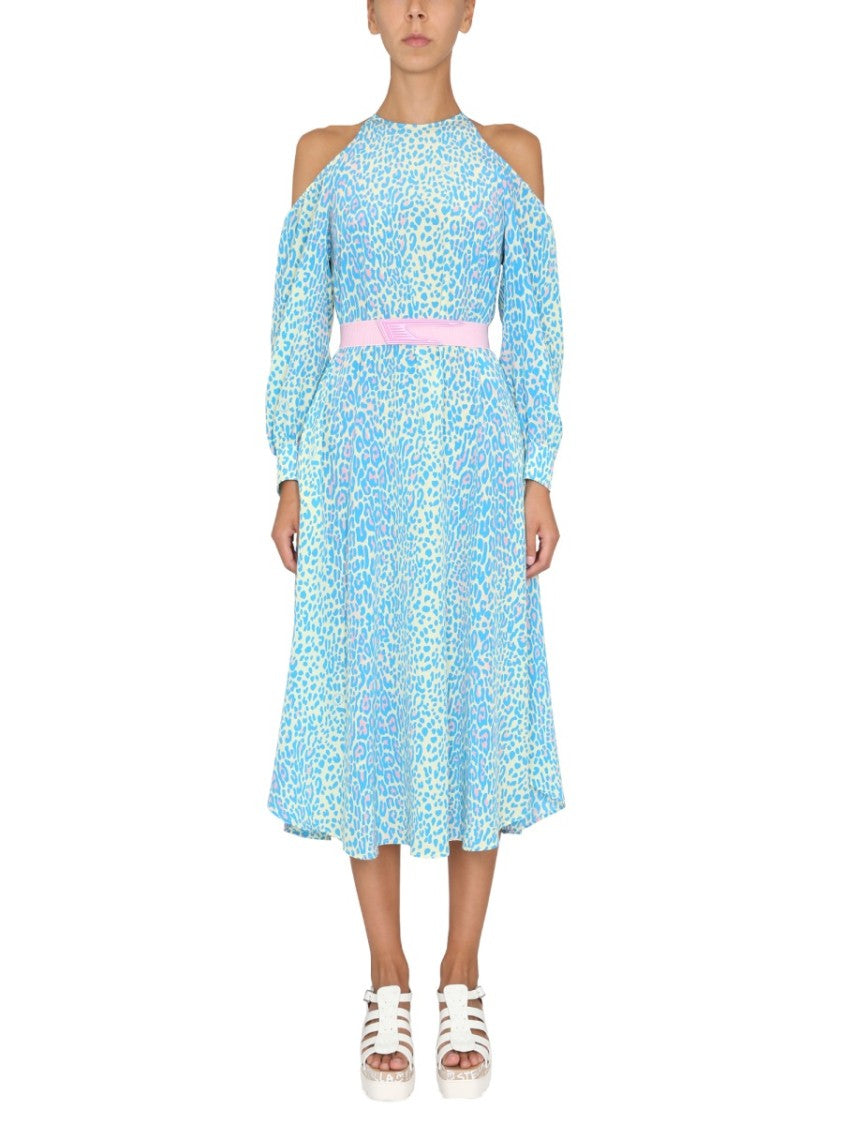 stella mccartney midi dress Cape-effect crepe midi dress - red