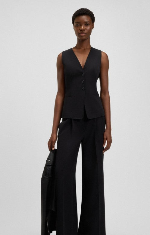 Boss Tailored Black Vest With Structured Silhouette