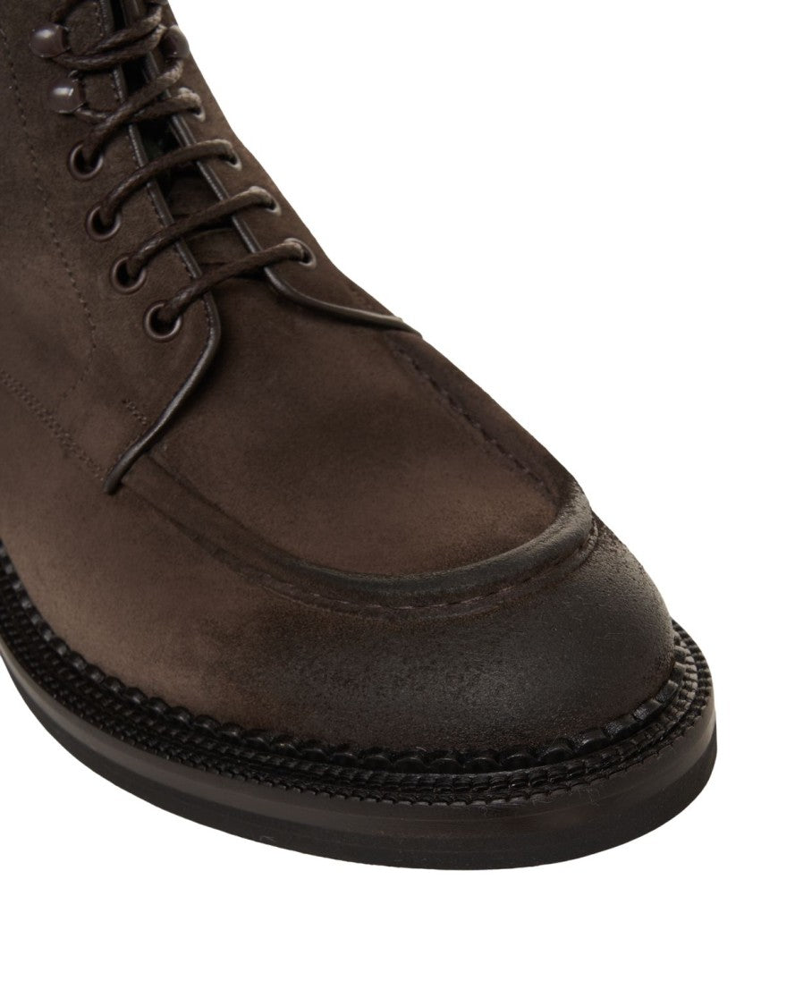 Green George Lace-Up Ankle Boots In Nubuck Leather