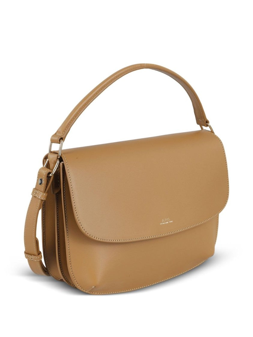 A.P.C. Brown Cowhide Shoulder Bag With Flap Closure