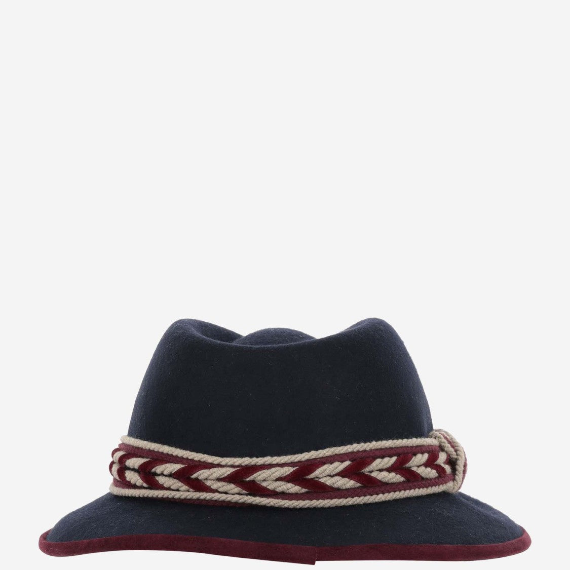 Alexia Alvarez De Toledo Handmade Wool Hat With Wide Brim And Rope Strap Detail