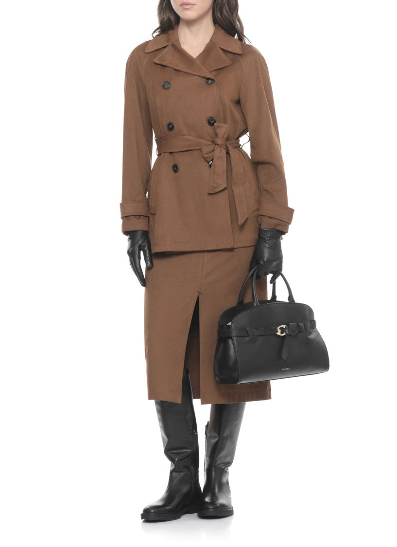 Coccinelle Coccinelle Black Leather Shoulder Bag With Golden Logo