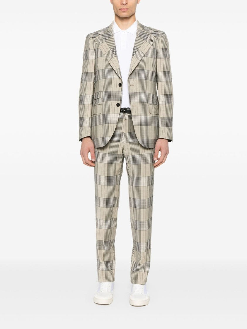 Gabriele Pasini Checkered Suit In Sand Beige