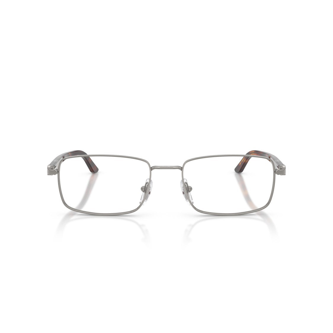 Persol Rectangular Metal Frame Eyeglasses With Tortoiseshell Accents