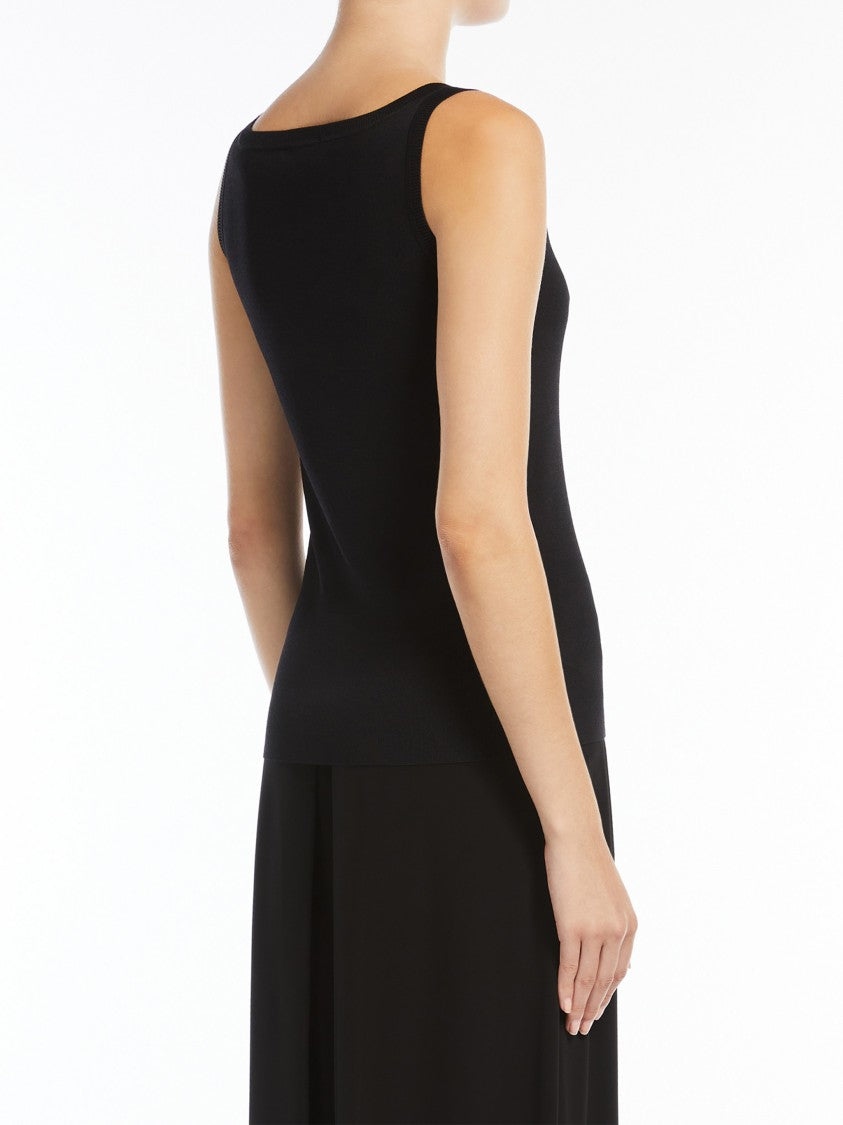 Max Mara Black Pentola Fitted Sleeveless Viscose Top