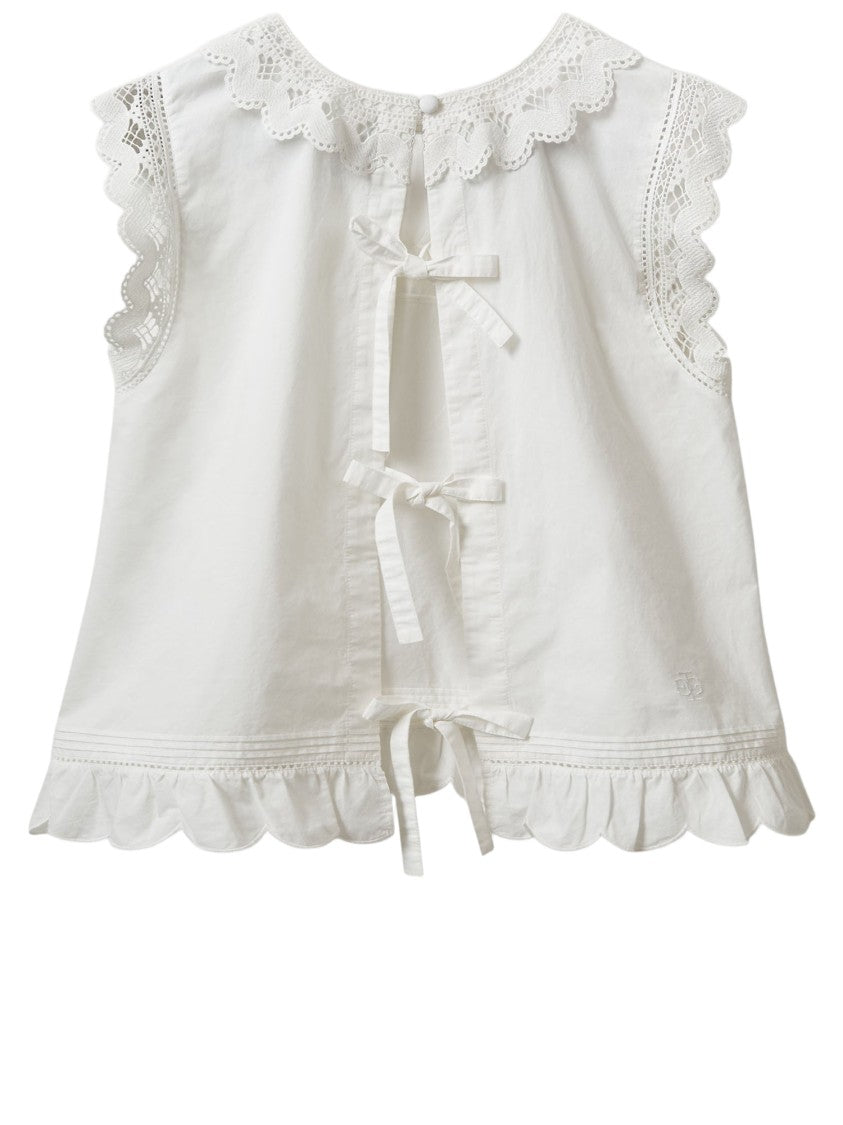 The Garment Cotton Top With Lace Inserts