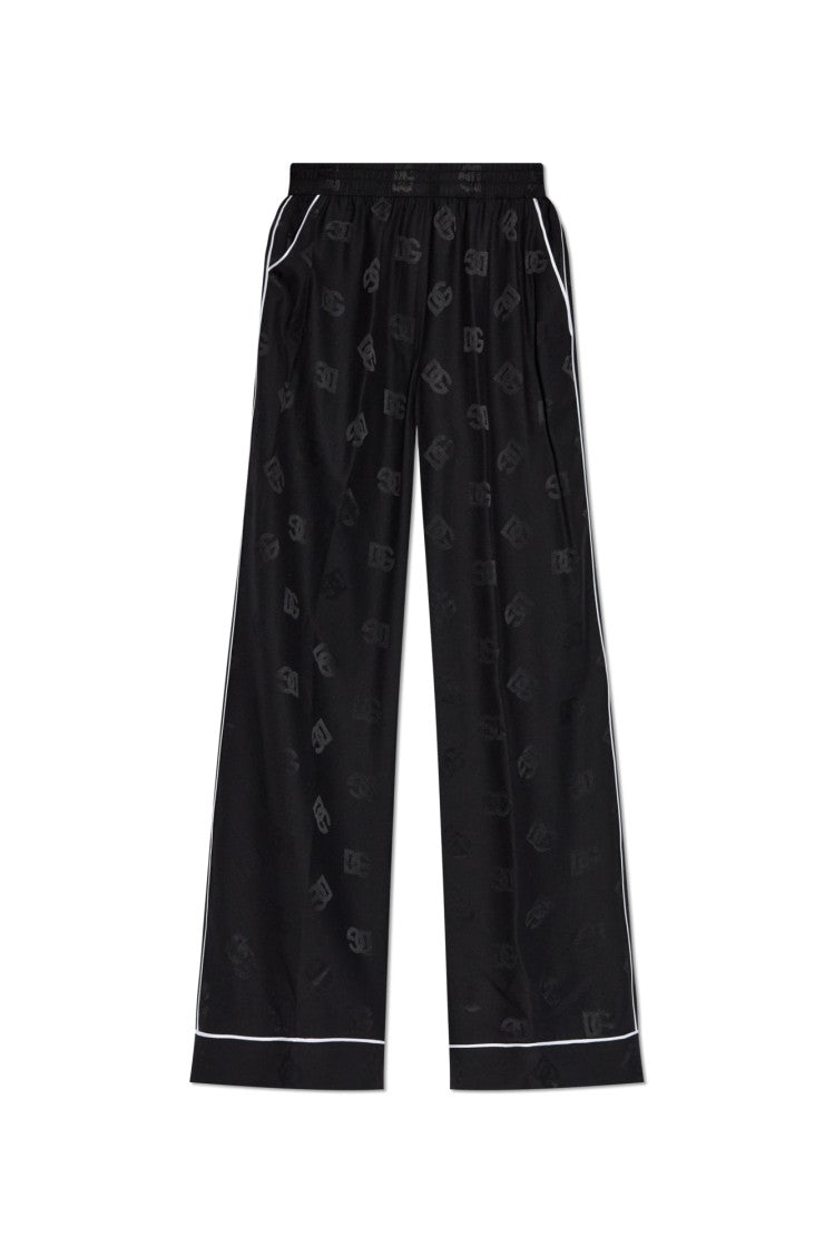 Dolce & Gabbana Silk Trousers With Contrasting Piping