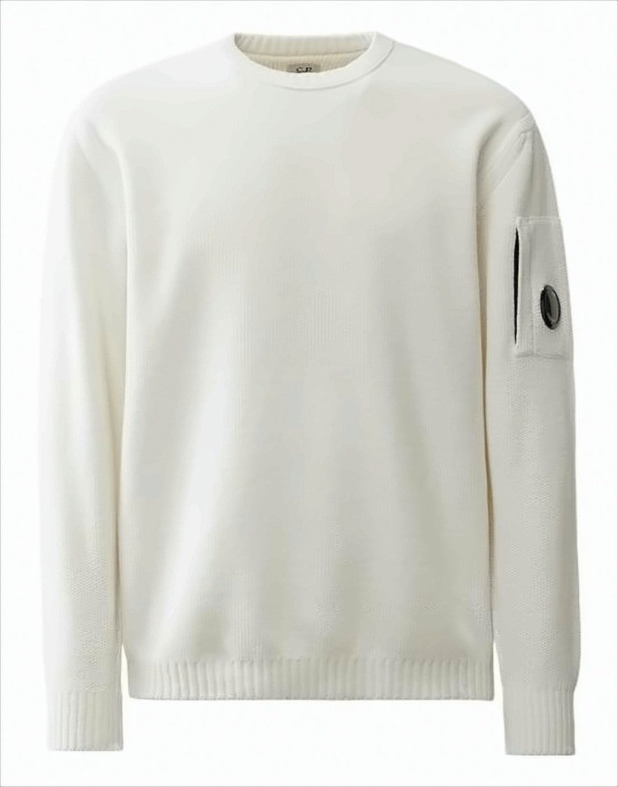 C.P. Company Minimalist Cotton Sweater With Distinctive Sleeve Pocket