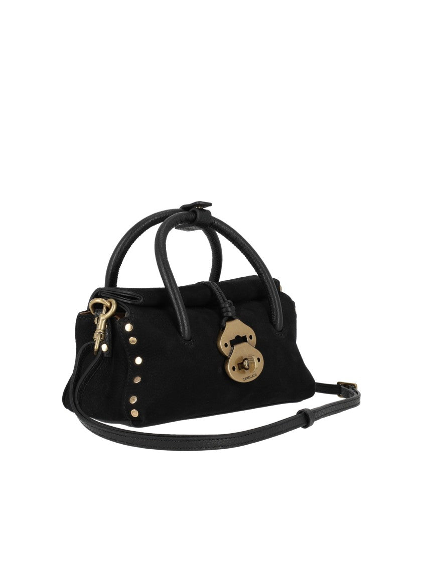Zanellato Srl Black Dotta Jones Nubuck Leather Handbag