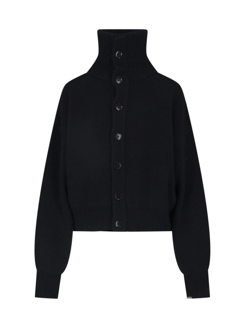 Extreme Cashmere Black Clement High-Collar Buttoned Cashmere Cardigan