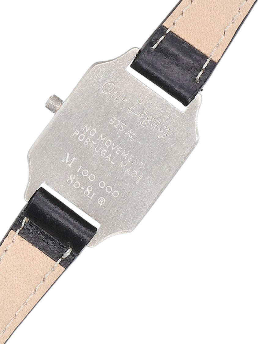 Our Legacy Brushed Sterling Silver & Chromexcel Leather Watch-Inspired Bracelet