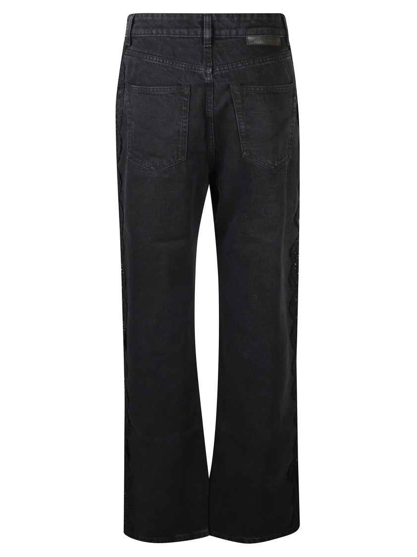 Stella Mccartney High-Waisted Straight-Leg Jeans With Lace Detailing