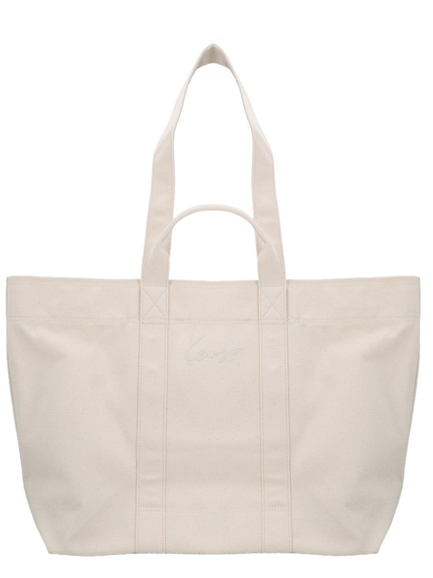 Kenzo Natural Beige Cartoon Cotton Large Tote Bag