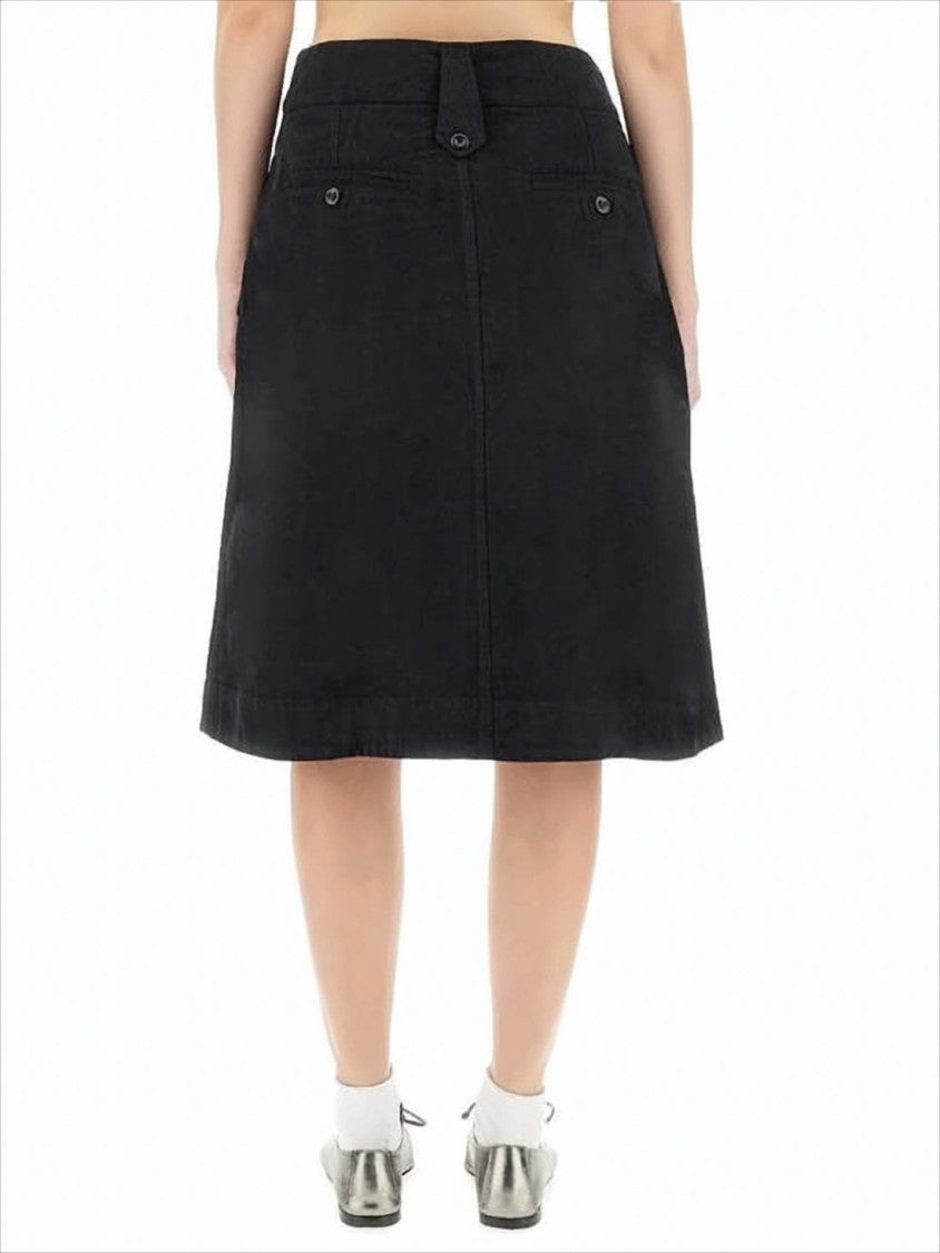 Margaret Howell A-Line Midi Skirt With Button-Detail Waistband