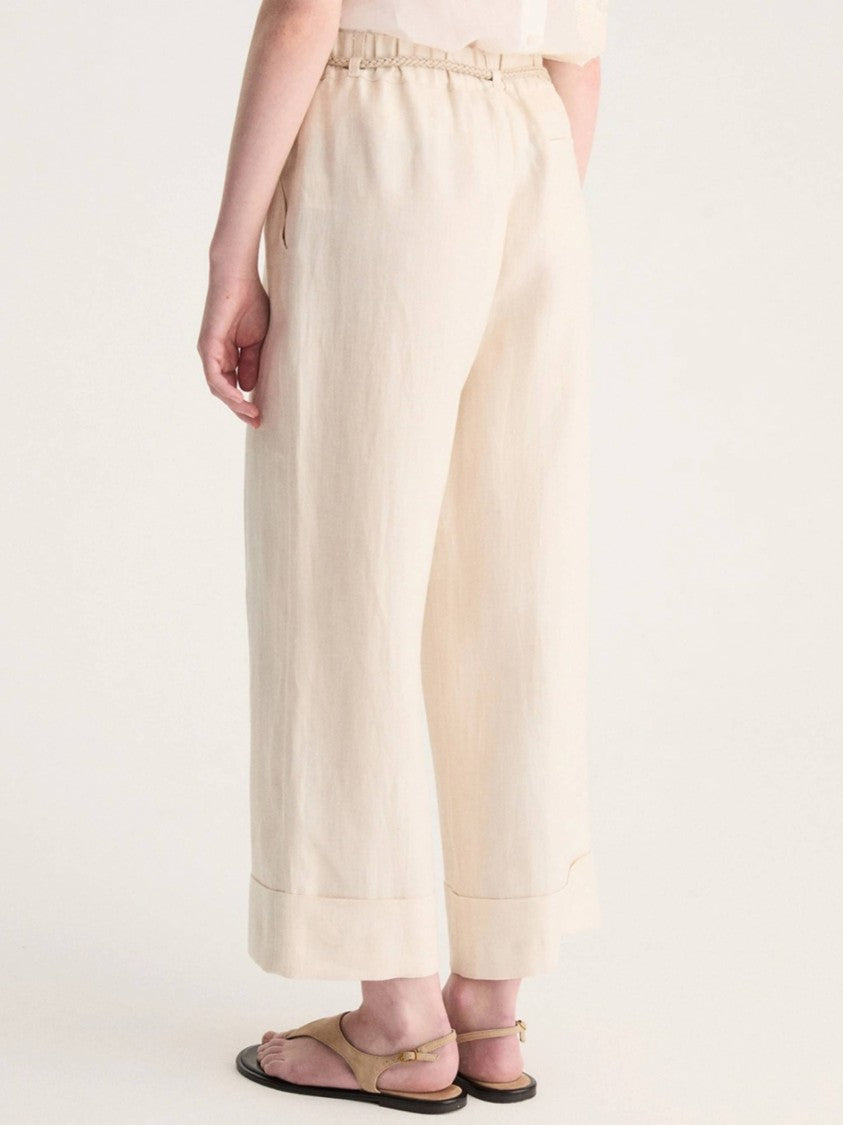 Biancalancia Wide-Leg Cropped Rope Belt Pants