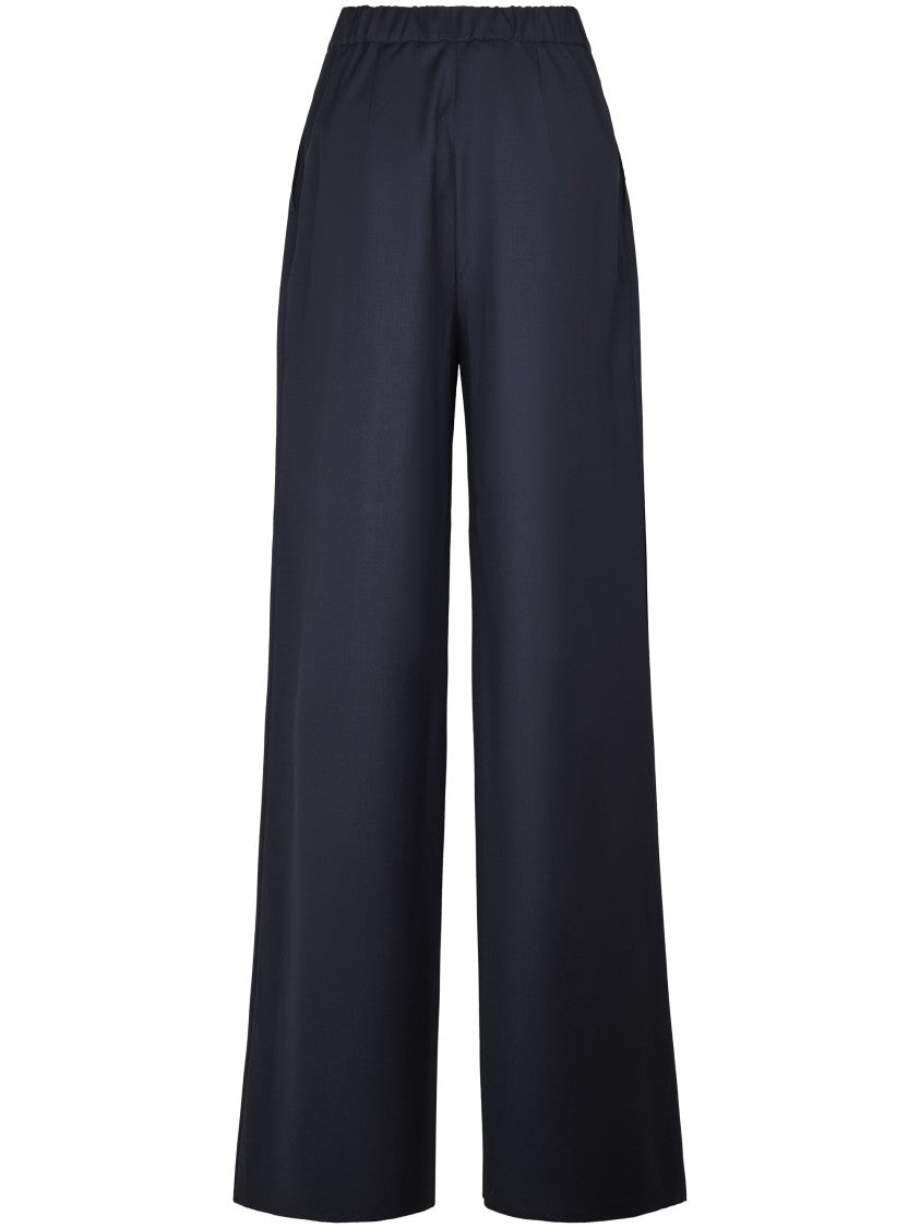 Max Mara Wide-Leg Trousers In Flowing Blue Fabric