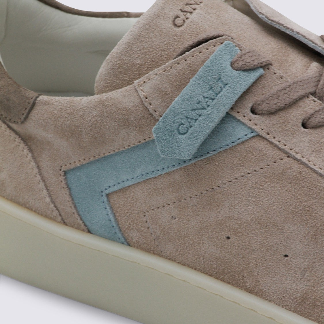 Canali Low-Top Suede Sneakers With Contrasting Chevron Detail