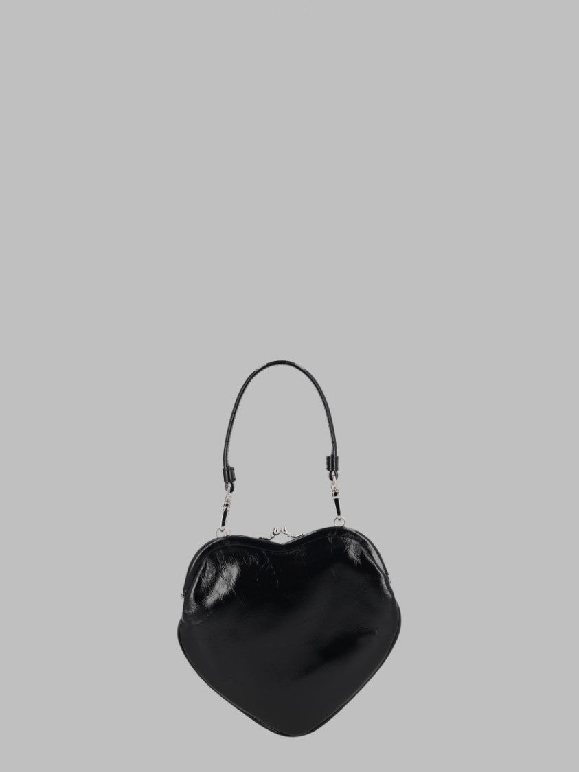 Vivienne Westwood Black Heart-Shaped Calf Leather Shoulder Bag
