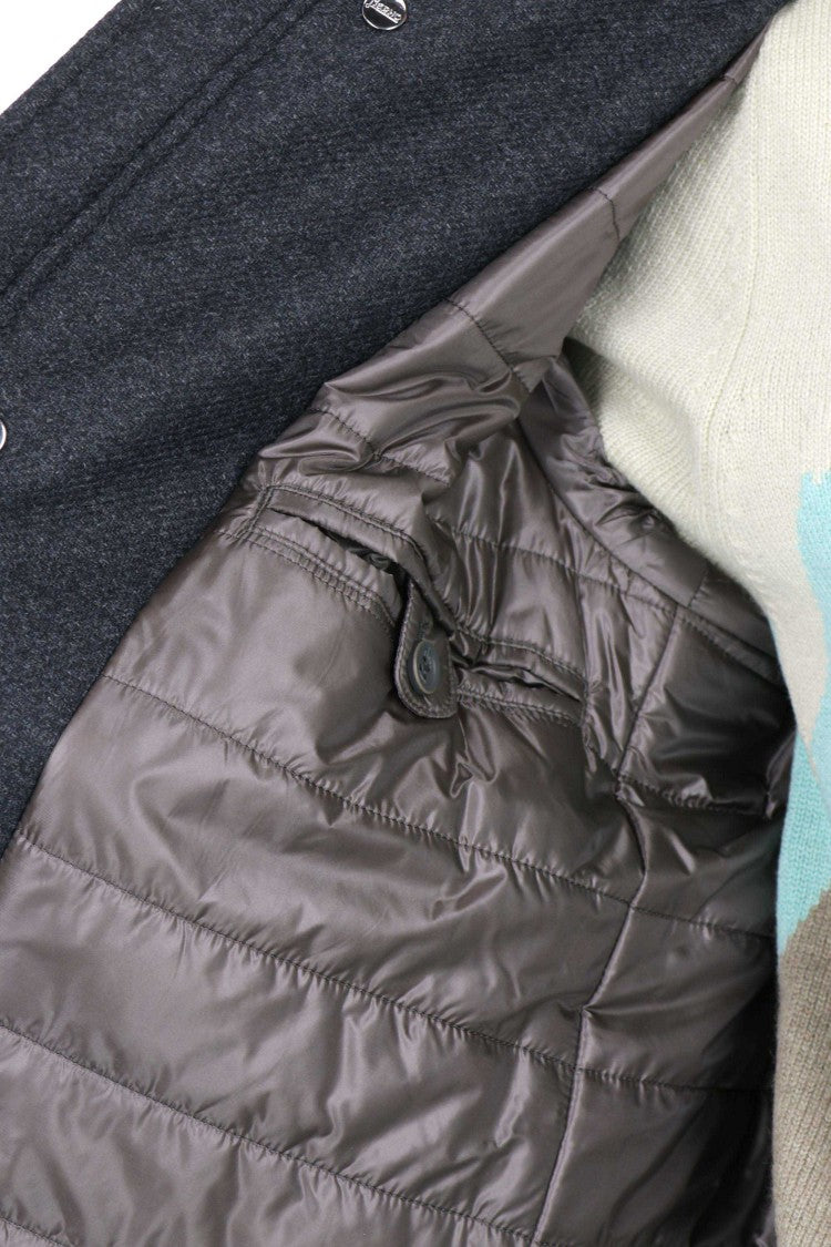 Herno Dark Grey Wool Coat With Eco-Fur Lined Collar