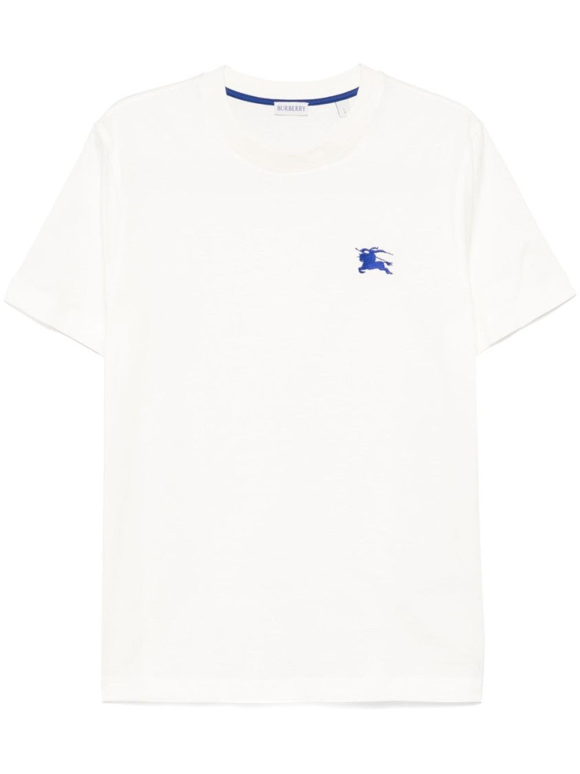 Burberry White Crew Neck T-Shirt With Equestrian Knight Motif
