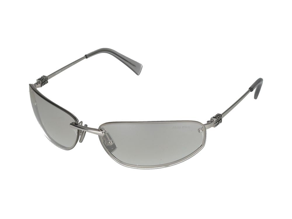 Miu Miu Rimless Silver Sunglasses With Curved Lenses